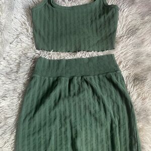 aerie Olive Ribbed Two-Piece Set